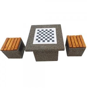 Set masa de sah cu doua scaune din beton
