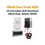Ofertă Casa Verde 2024 - Kit fotovoltaic 5kW Monofazat Hibrid Deye, Baterie 10kWh