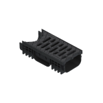 Modul R3 Rigolă PP EASY 2 Rotativă LN100 Hext.75 Grătar PP Negru A15 Ieșire 300x125x75 - pentru drenajul apei pluviale în grădini și alte spații exterioare.