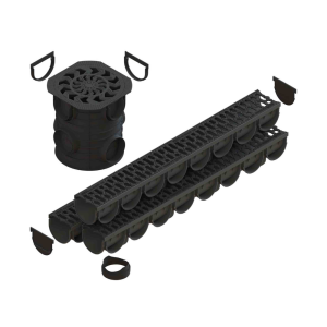 Kit Rigolă PP EASY 3 LN100 Hext.100 Grătar Fontă A15 1000x125x100 - sunt sisteme performante de drenaj pentru ape pluviale.