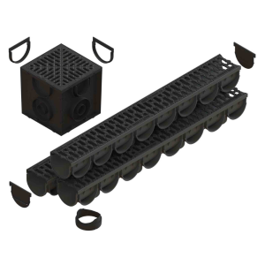 Kit Rigolă PP EASY 3 LN100 Hext.100 Grătar Fontă A15 1000x125x100 - sunt sisteme performante de drenaj pentru ape pluviale.