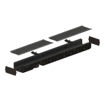 Kit Rigolă PP BASE LN100 Htot.80 cu Grătar din Cupru Tip Fantă, Clasa A15, 1000x145x80 mm