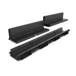 Kit Rigolă PP BASE LN100 Htot.160 cu Grătar PP Tip Fantă, Clasa A15-C250, 1000x156x160 mm