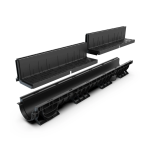 Kit Rigolă PP BASE LN100 Htot.200 cu Grătar Tip Fantă, Clasa A15-C250, 1000x156x200 mm - proiectată pentru gestionarea eficientă a apelor pluviale.