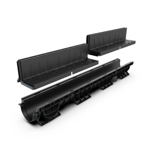 Kit Rigolă PP BASE LN100 Htot.220 mm cu Grătar Tip Fantă, Clasa A15-C250, 1000x156x220 mm