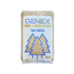 Peleți rășinoase Genex, categoria A, palet de 65 de saci - ideali pentru centrale termice, sobe și alte sisteme de încălzire.