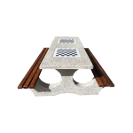 Set masă cu bănci din beton și piatră de marmură albă model 5