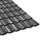 Țiglă metalică Bilka, clasic, gri grafit lucios, 0.40 mm, 2.57 m x 1.20 m - soluția ideală pentru acoperișuri rezidențiale și comerciale.