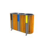 Coș de gunoi stradal selectiv din lemn