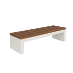 Bancă stradală din beton cu aspect de marmură albă și șezut din stejar Model 17