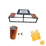 Ofertă Specială – Set Mobilier Masă de Șah cu Bănci Integrate Model 6 + Coș de Gunoi Stradal Model 17 BONUS 🎁