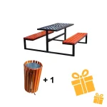 Ofertă Specială - Masă cu 2 Băncuțe + Coș de Gunoi Stradal Model 17 BONUS 🎁