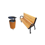 Set mobilier urban – Bancă cu spătar și coș de gunoi stradal model 7