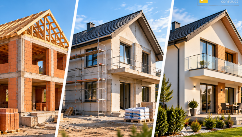 Casă la roșu, la gri sau la cheie – comparație între cele trei etape de construcție